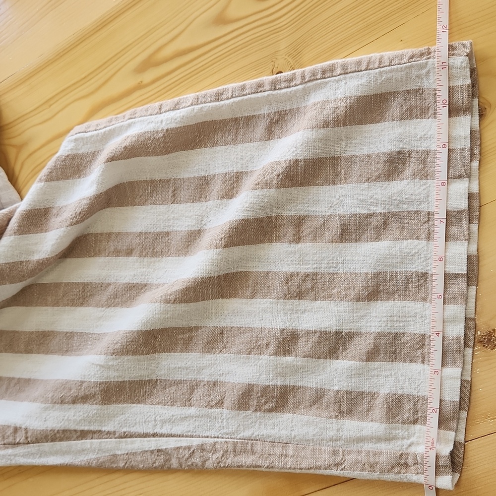 Kensie Jumpsuit Striped Cotton Linen Wide Leg Tan White Romper L - Picture 14 of 16